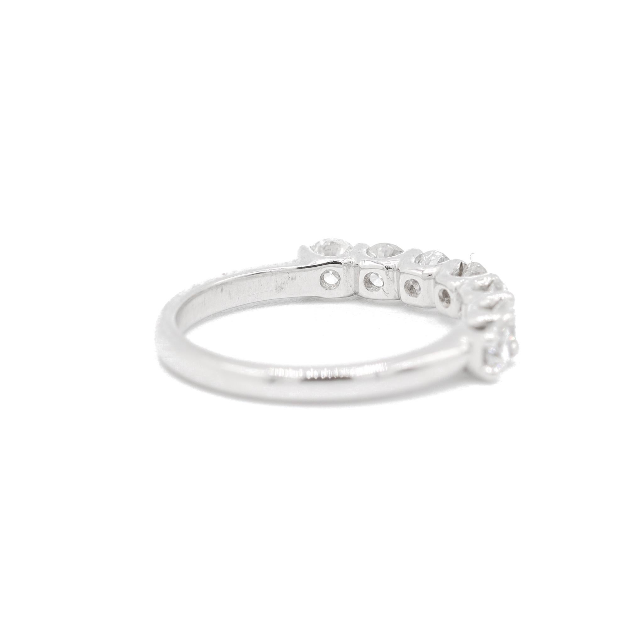 Women's Ladies 14K White Gold 7 Diamond Across Eternity Wedding Ring For Sale