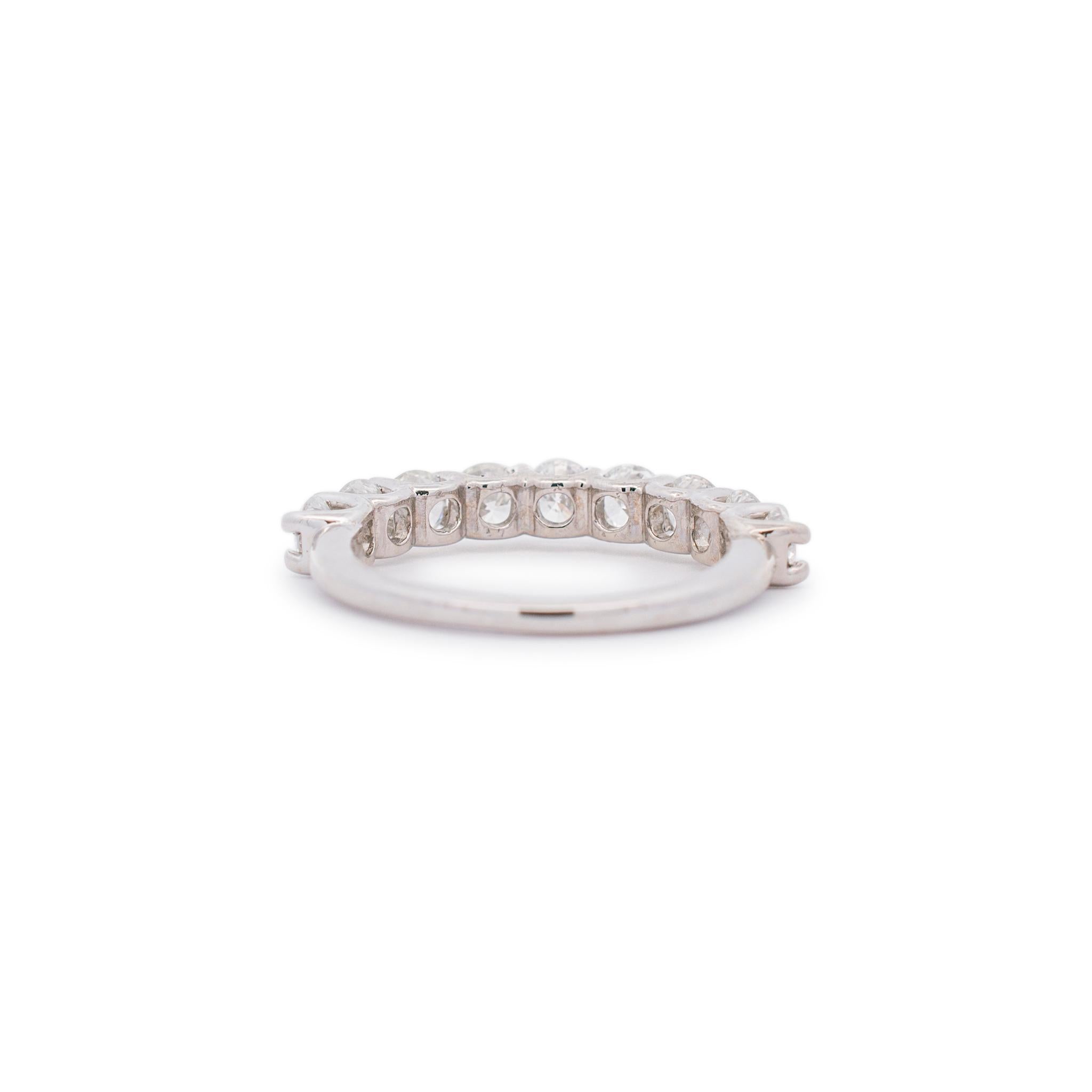 Women's Ladies 14k White Gold 9 Natural Round Diamond Half Eternity Wedding Ring For Sale