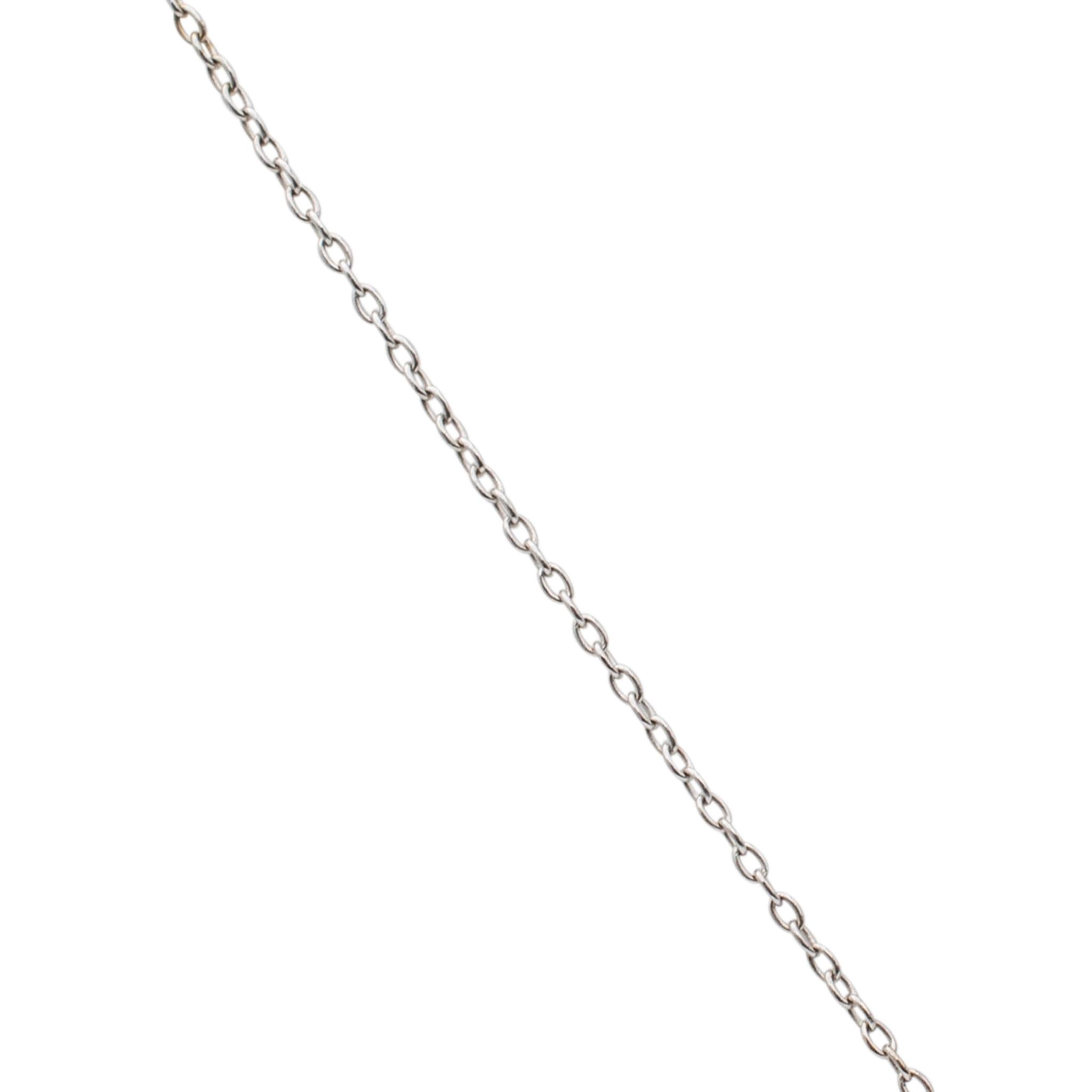 Damen-Halskette mit rechteckigem Anhänger, 14 Karat Weißgold Baguette & runder Diamant im Angebot 3