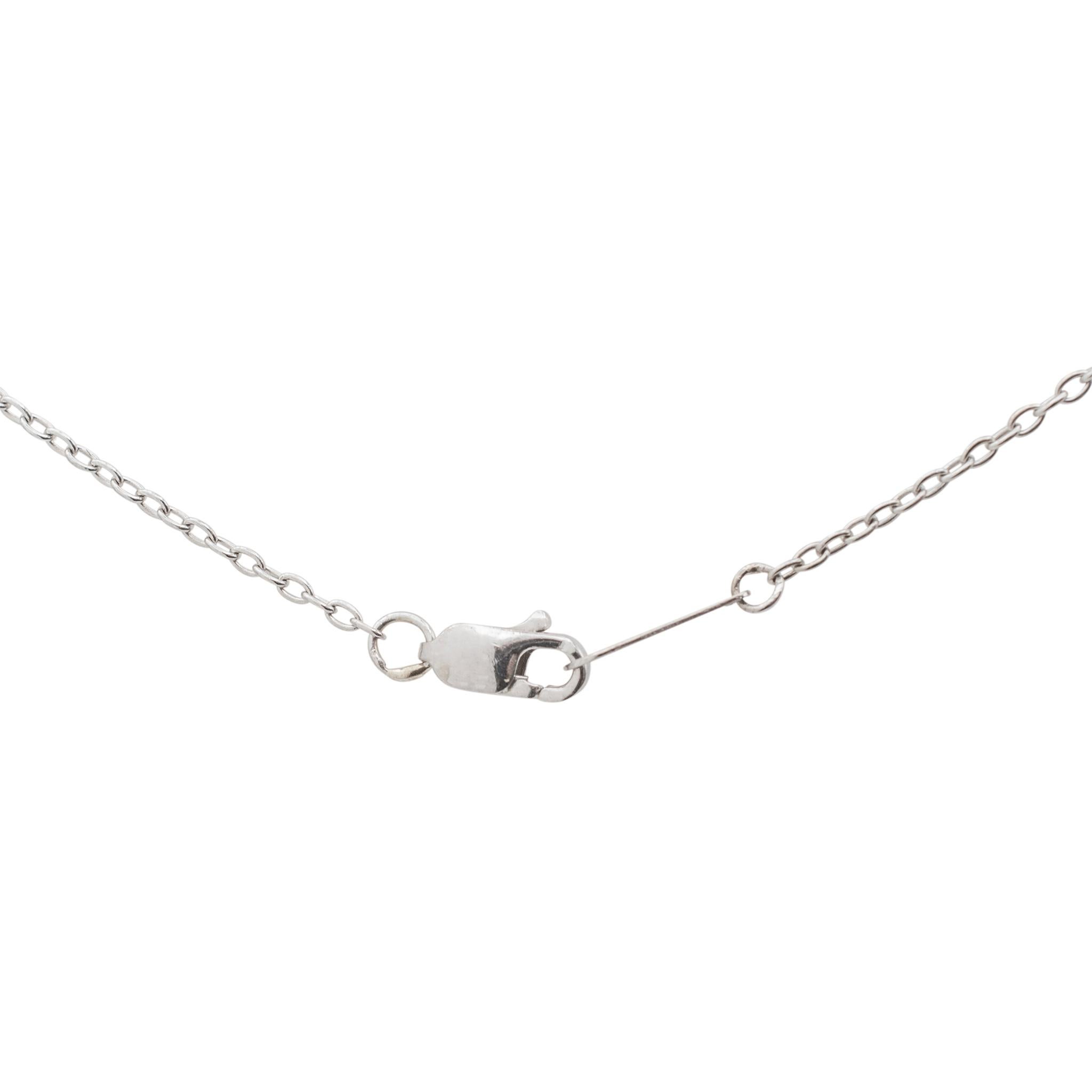 Ladies 14K White Gold Baguette & Round Diamond Rectangular Pendant Necklace For Sale 3