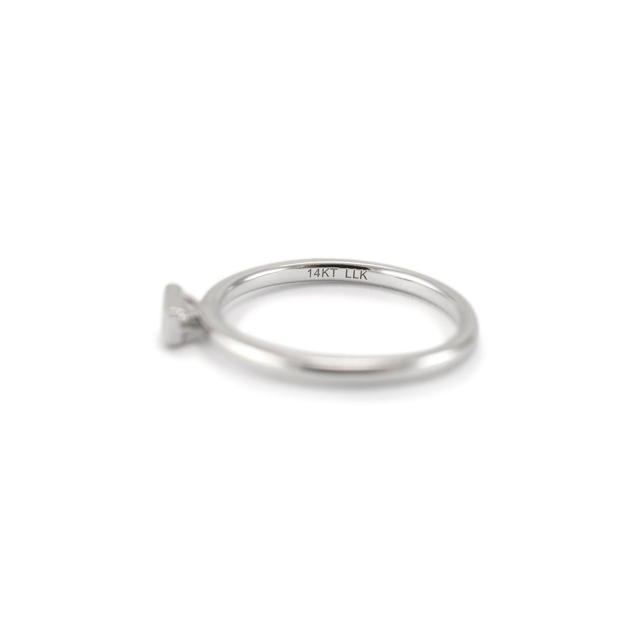 Ladies 14K White Gold Bezel Set Baguette Diamond Engagement Ring 1