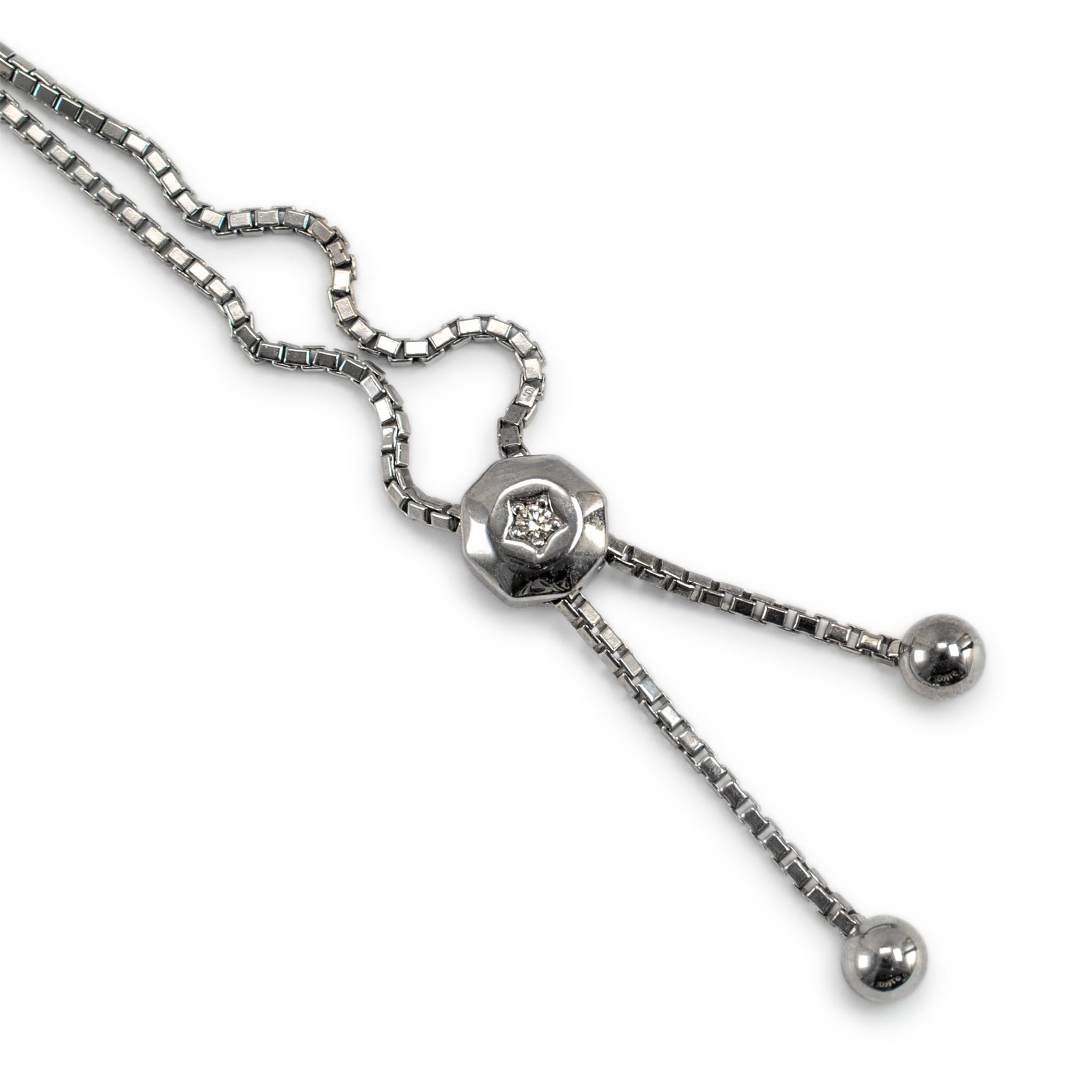 Pulsera de tenis ajustable de oro blanco de 14 quilates con diamantes de 0,80 ct en Excelente estado para la venta en Houston, TX