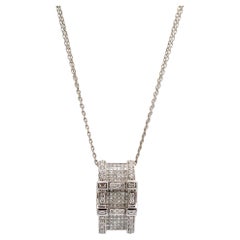 Ladies 14K White Gold Cluster Diamond Pendant Necklace