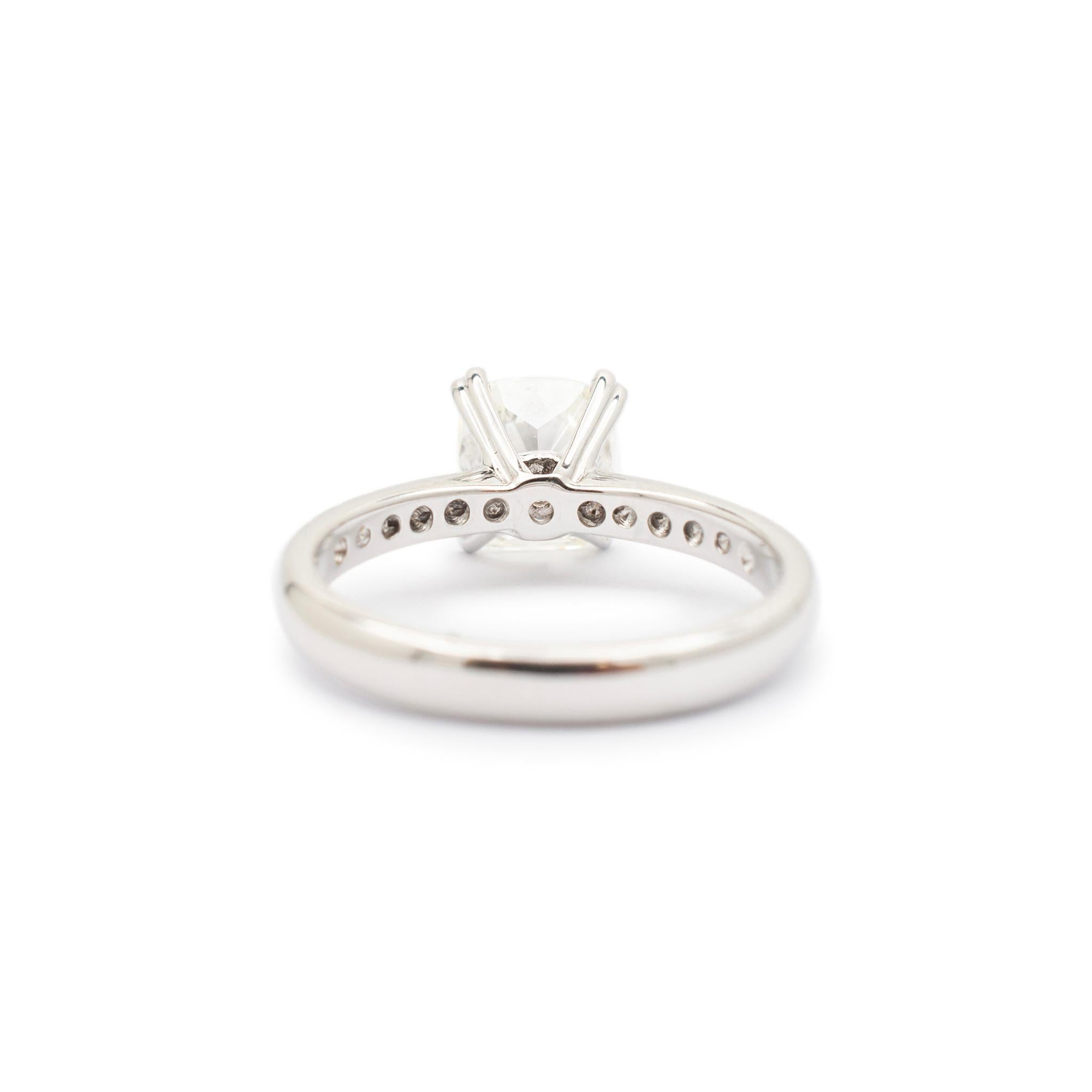 Ladies 14K White Gold Cushion Cut Diamond Engagement Ring For Sale 1