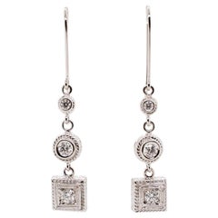 Orecchini da donna in oro bianco 14K con diamante a penzoloni