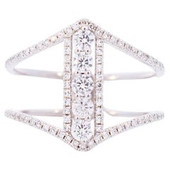 Ladies 14k White Gold Diamond Cocktail Ring