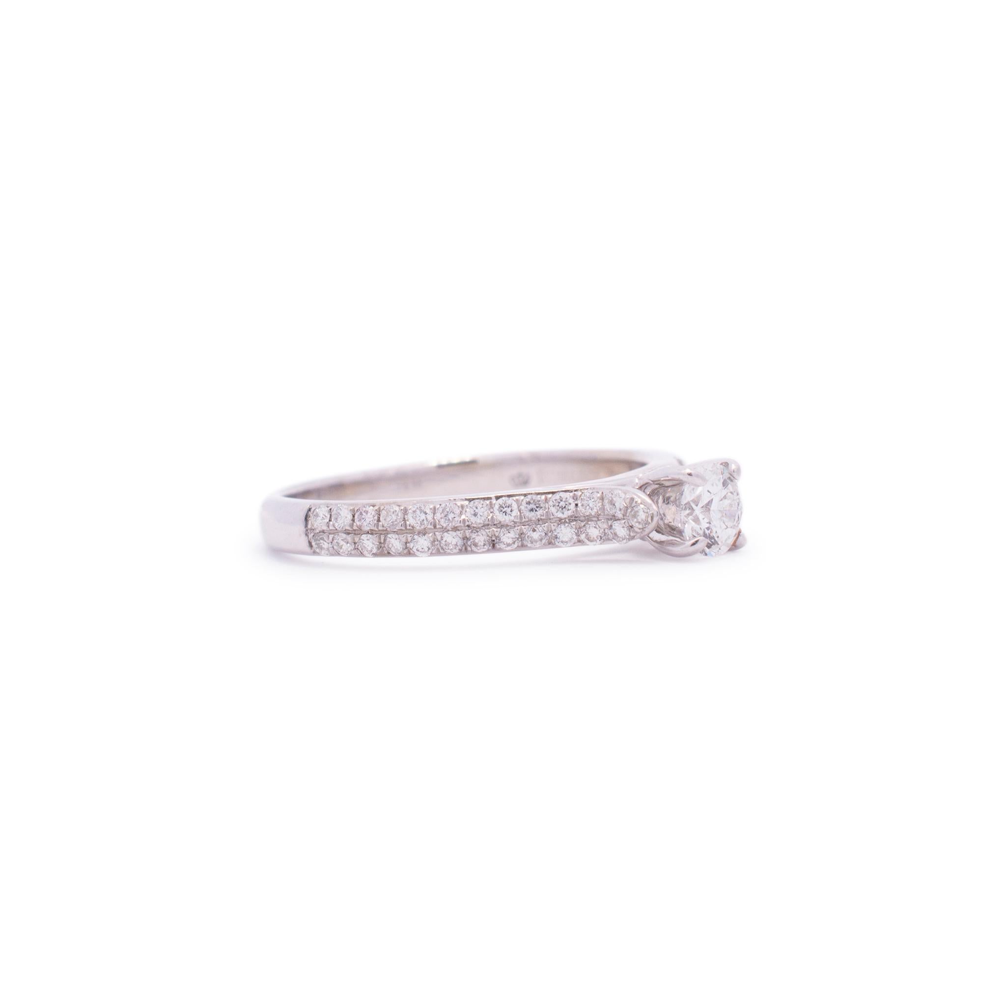 Round Cut Ladies 14k White Gold Diamond Engagement Ring