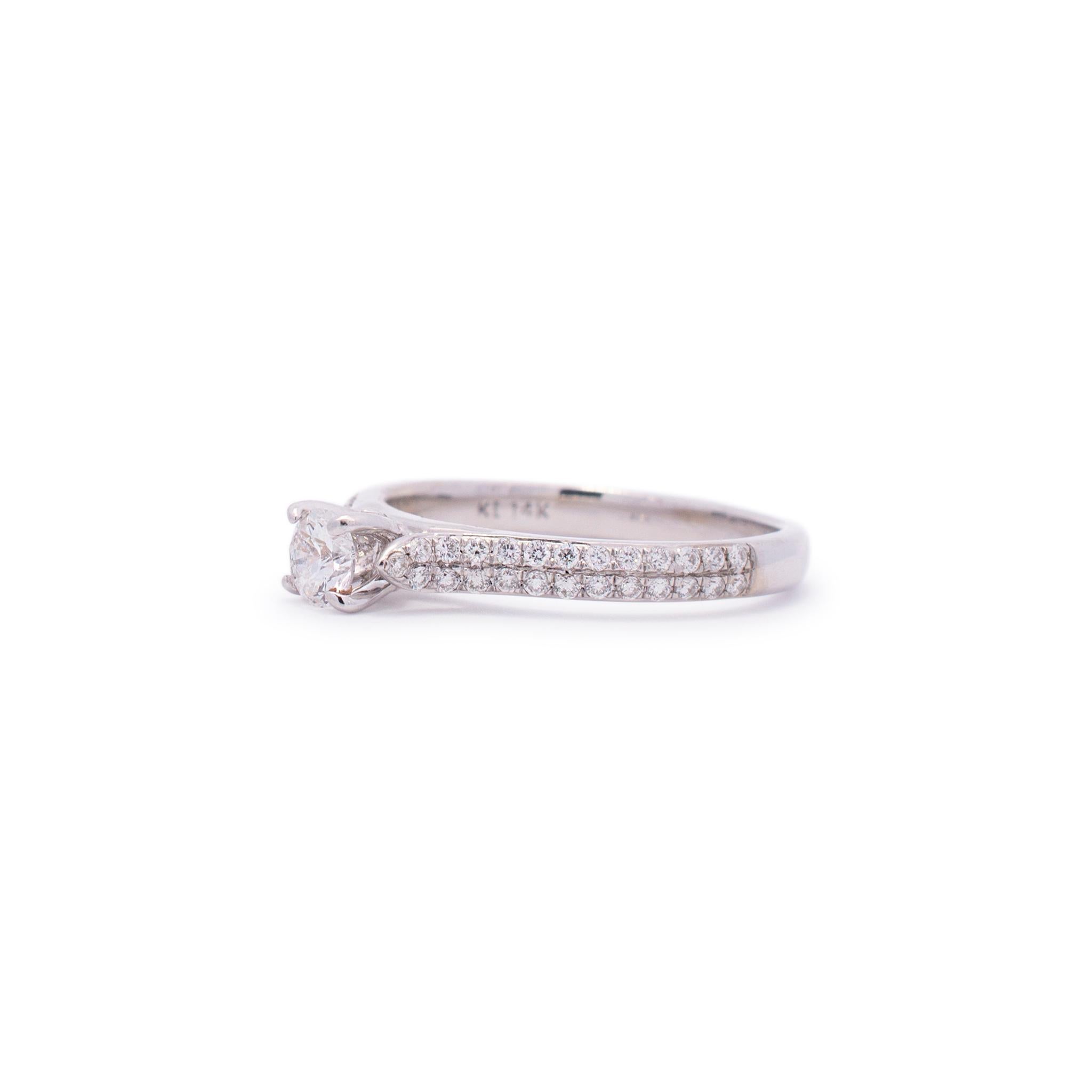 Women's Ladies 14k White Gold Diamond Engagement Ring