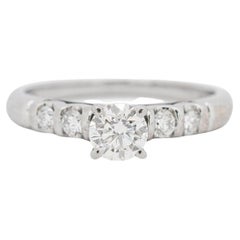 Bague de fiançailles pour dames en or blanc 14K avec diamants