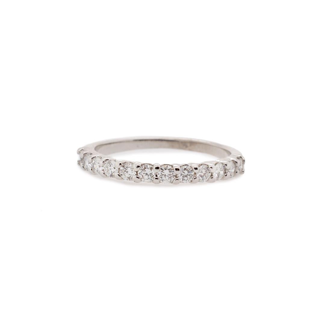 Round Cut Ladies 14K White Gold Diamond Half Eternity Band