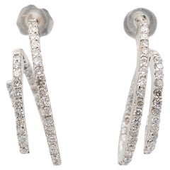 Vintage Ladies 14K White Gold Diamond Inside-Out Multi Hoop Earrings