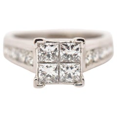 Ladies 14K White Gold Diamond Invisible Princess Engagement Ring
