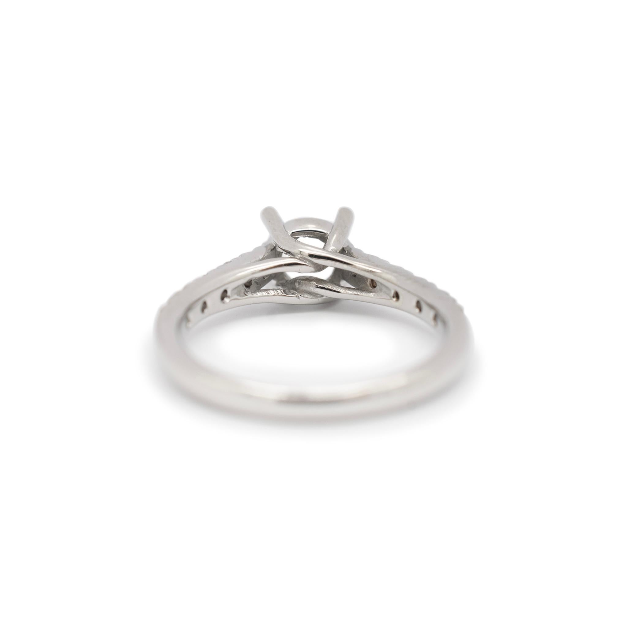 Women's Ladies 14K White Gold Diamond Semi Mount Engagement Ring For Sale
