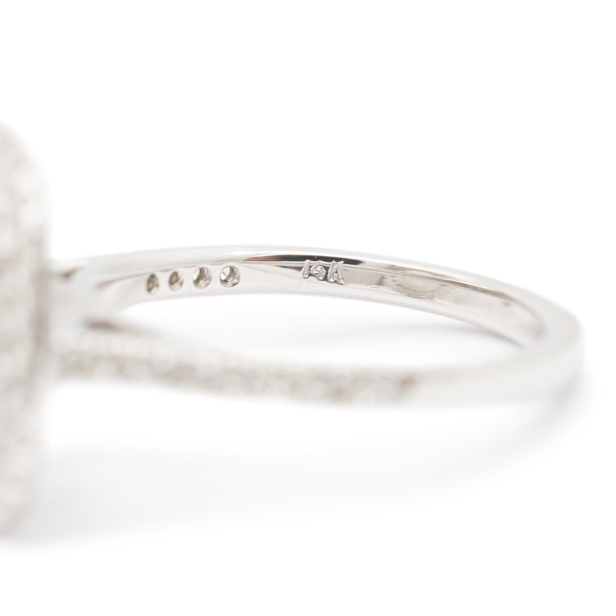 Women's Ladies 14K White Gold Double Halo Diamond Semi Mount Engagement Ring For Sale
