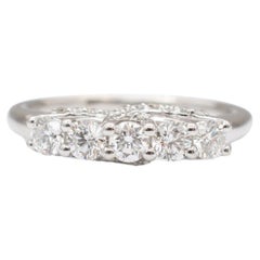 Ladies 14K White Gold Five Across Diamond Wedding Band Ring