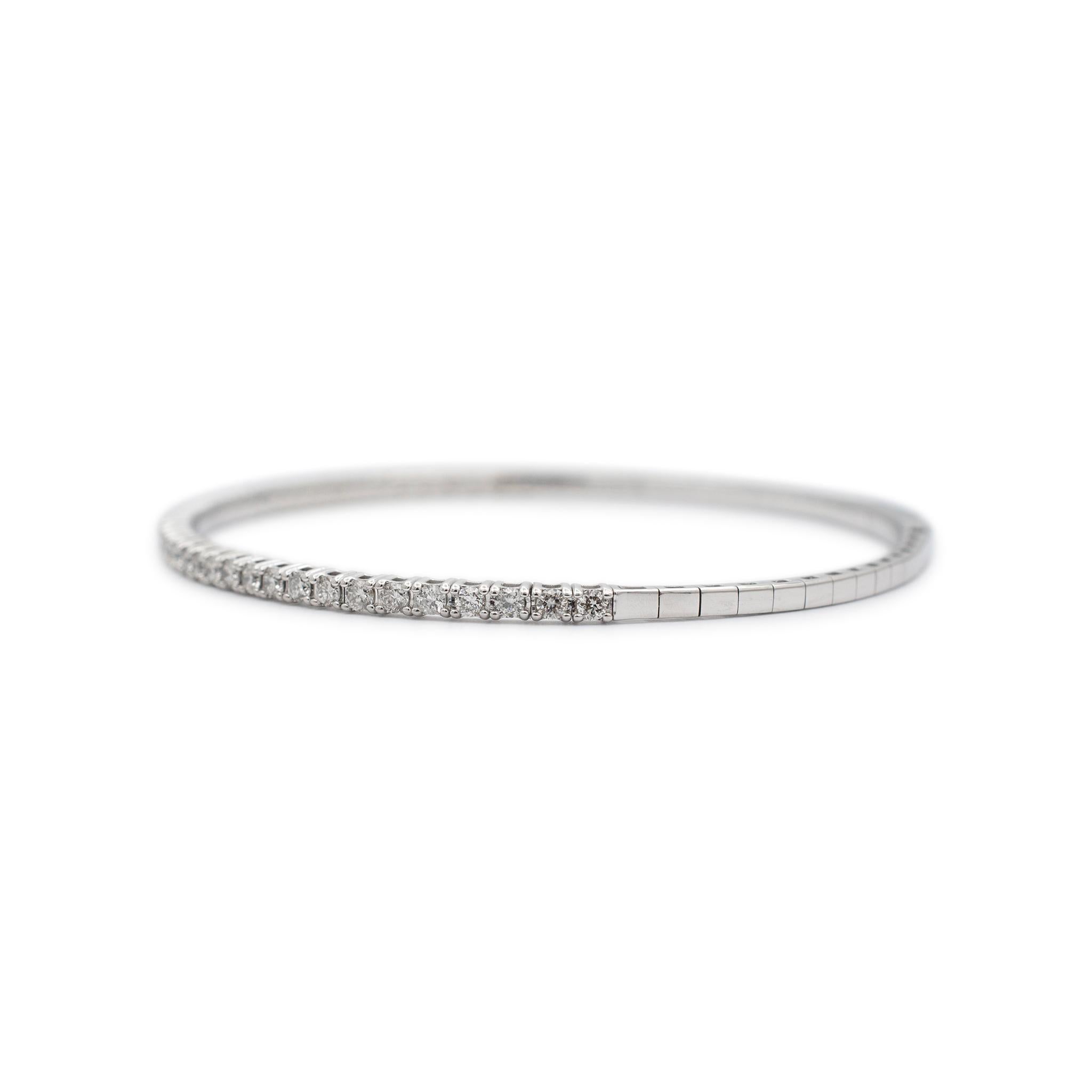 Gender: Ladies

Metal Type: 14K White Gold

Length: 6.25 inches

Width: 1.85 mm

Weight: 5.63 grams

Ladies 14K White Gold diamond tennis bracelet. The metal was tested and determined to be 14K white gold. Engraved with 