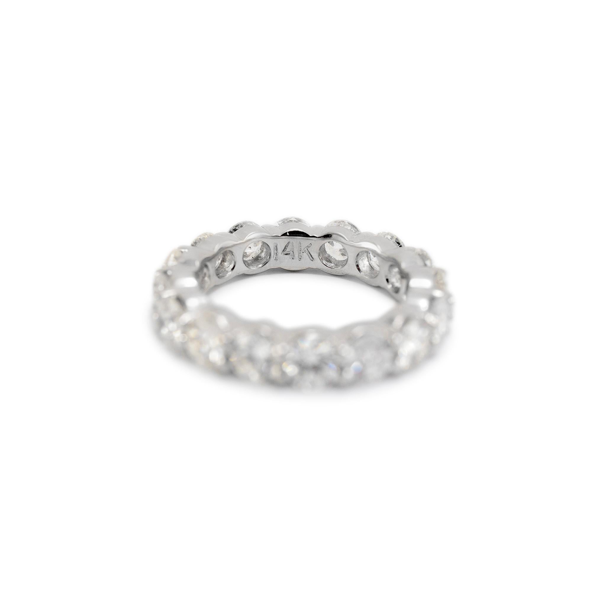 Women's Ladies 14K White Gold Full Eternity 2.93ct Diamond Wedding Band For Sale
