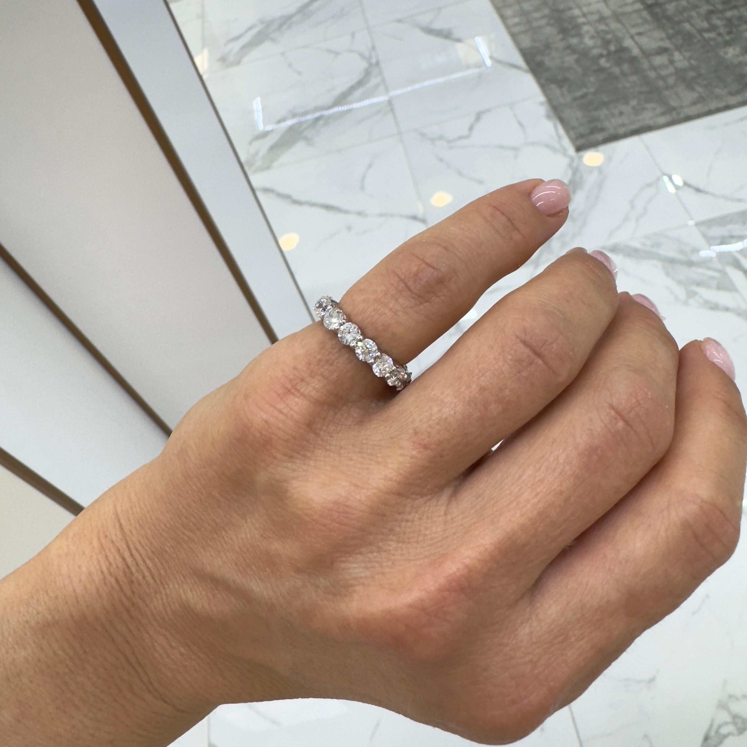 Ladies 14K White Gold Full Eternity 2.93ct Diamond Wedding Band For Sale 1