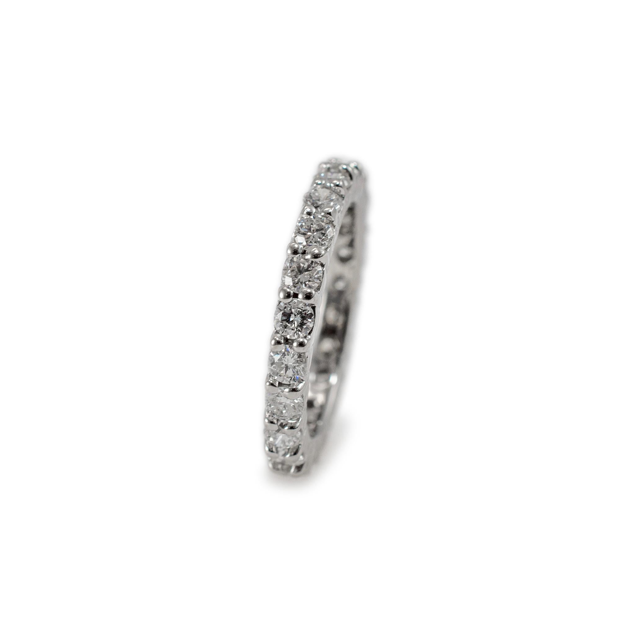 Round Cut Ladies 14K White Gold Full Eternity Diamond Wedding Band