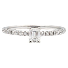 Ladies 14K White Gold GIA 0.30ct Emerald Cut Diamond Promise Engagement Ring