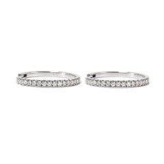 Ladies 14K White Gold Half Eternity 1.22ct Pave Diamond Hoop Earrings