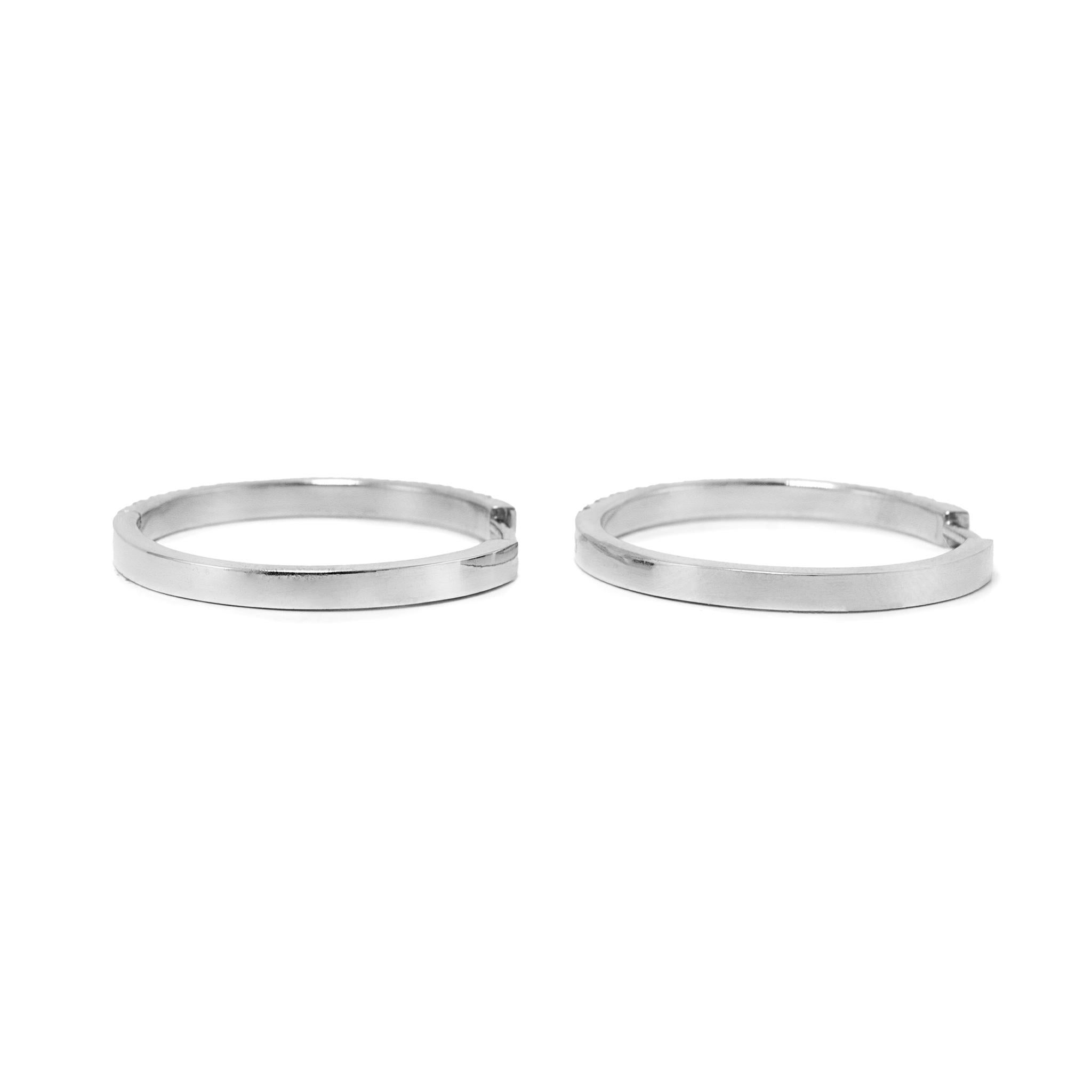 Taille ronde Ladies 14K White Gold Half Eternity 1.22ct Pave Diamond Hoop Ears en vente