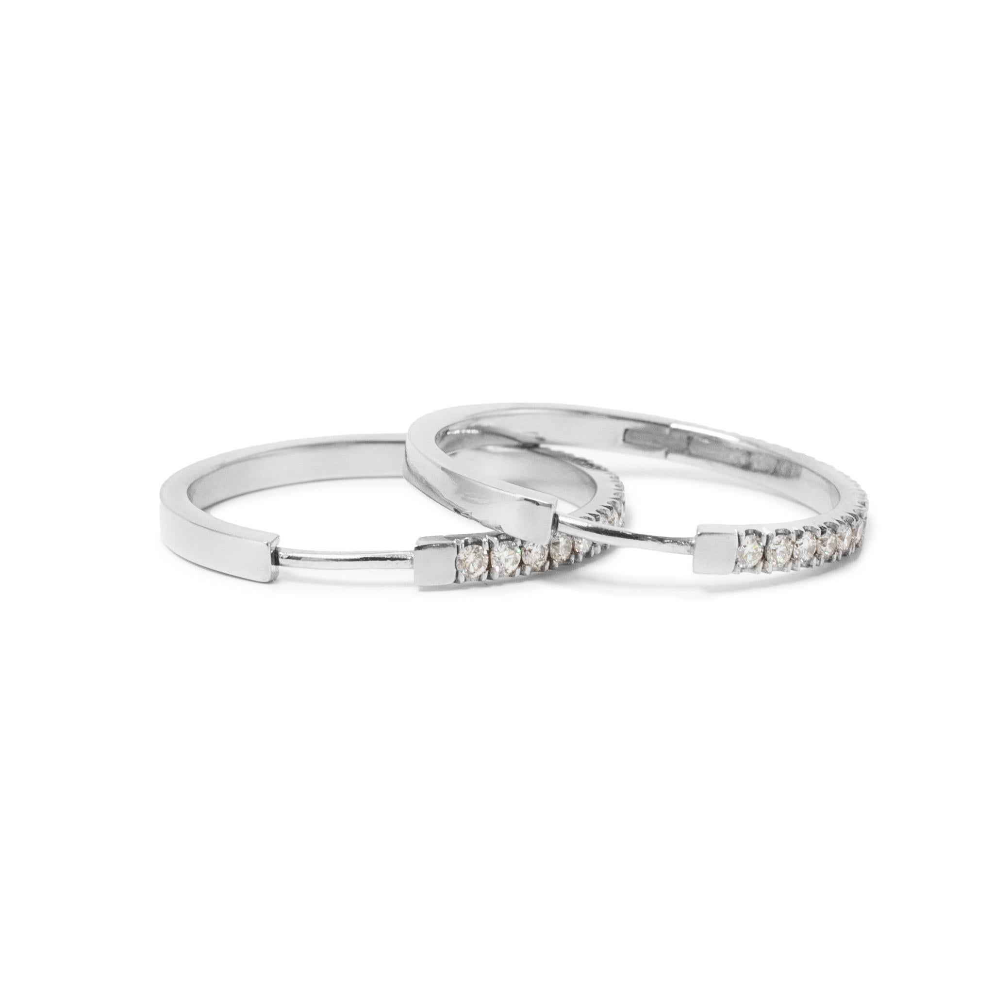 Ladies 14K White Gold Half Eternity 1.22ct Pave Diamond Hoop Ears Pour femmes en vente