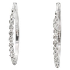 Ladies Half Eternity Diamond Hoop Ears en or blanc 14K