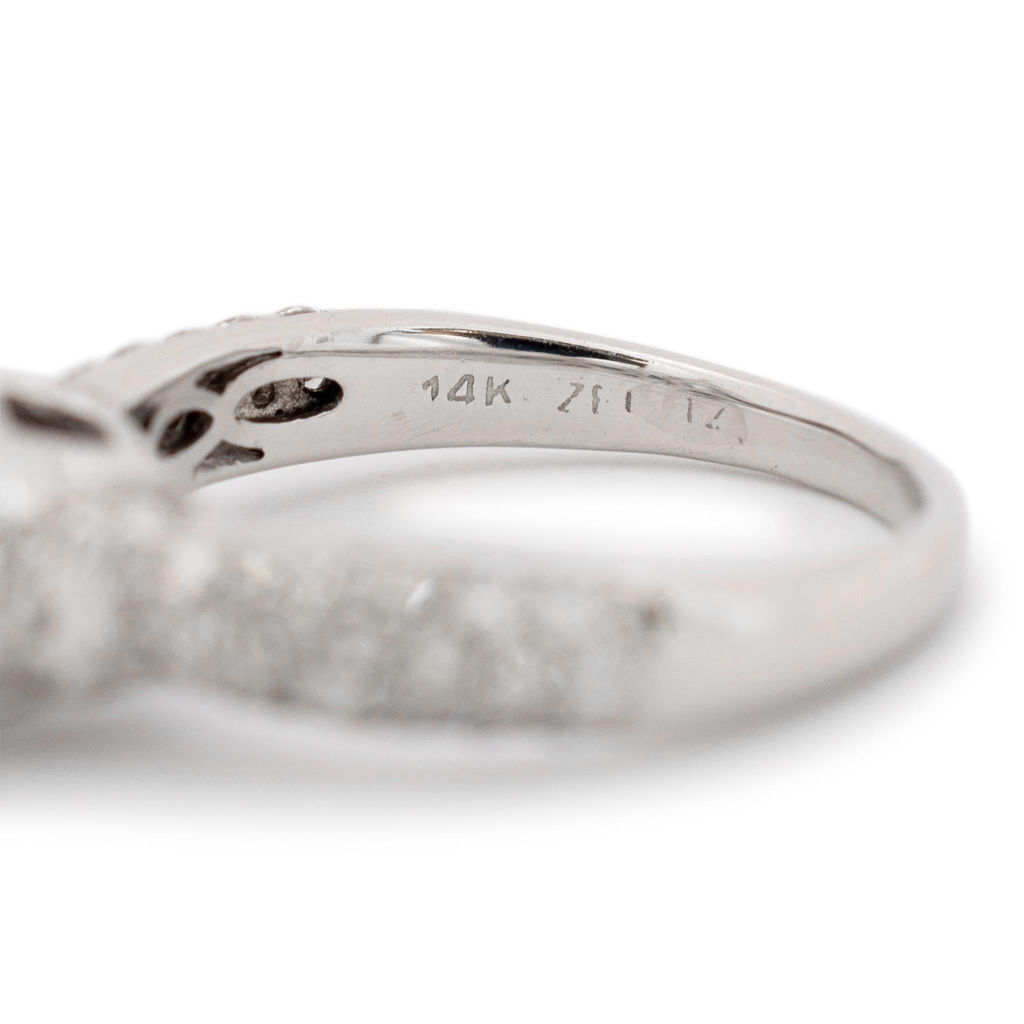 Women's Ladies 14K White Gold Halo Diamond Engagement Ring For Sale