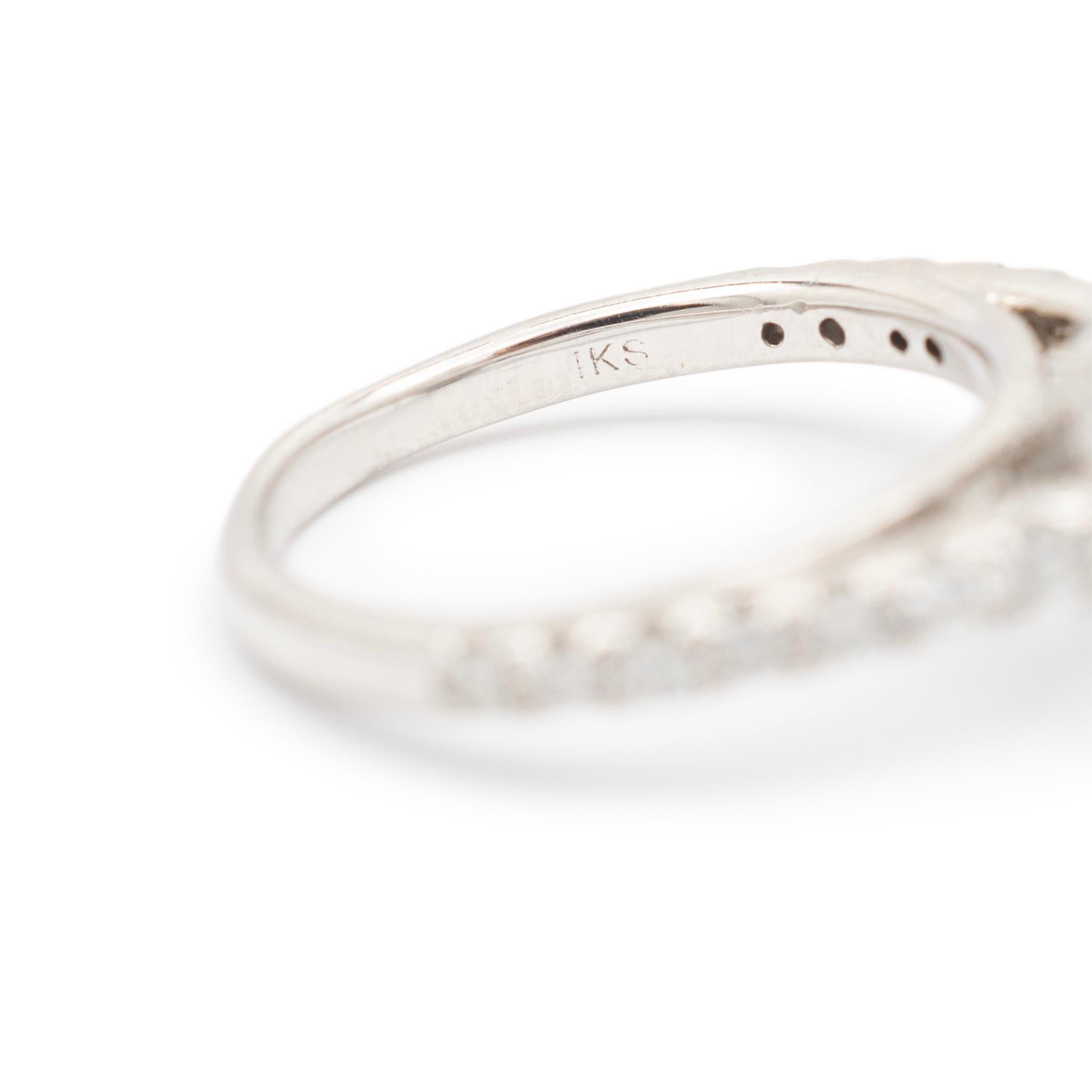 Round Cut Ladies 14K White Gold Halo Diamond Engagement Ring Wedding Band Bridal Set For Sale