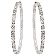 Ladies Inside Out 3.23ct Pave Diamond Hoop Earrings en or blanc 14K
