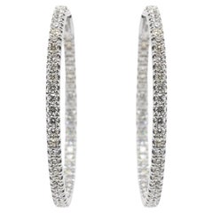 Damen 14K Weißgold Inside Out 3,56ct Pave Diamond Hoop Earrings