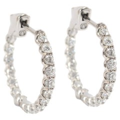 Orecchini a cerchio con diamanti Inside Out in oro bianco 14K da donna