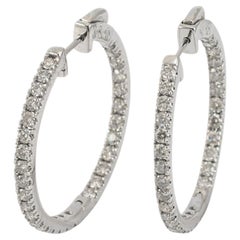 Ladies 14K White Gold Inside Out Diamond Hoop Earrings