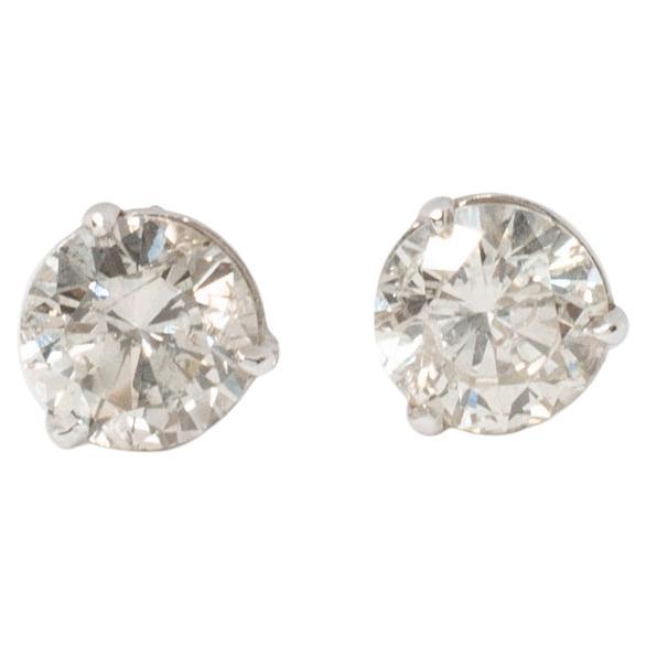 14 Karat White Gold Martini Set Diamond Earrings For Sale (Free ...