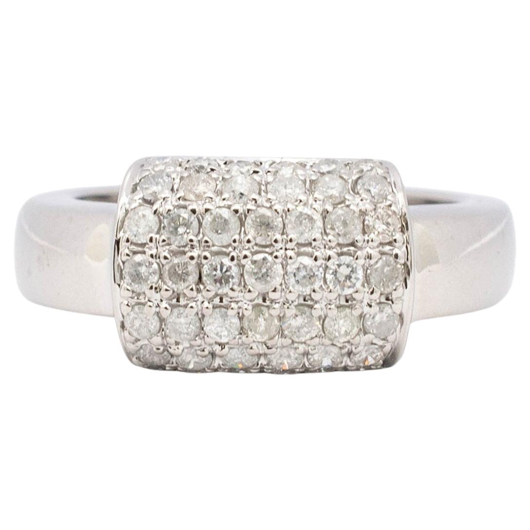 Bague cocktail pour femme en or blanc 14 carats avec pavé de diamants