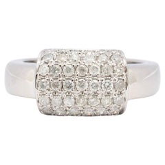 Ladies 14k White Gold Pave Diamond Cocktail Ring