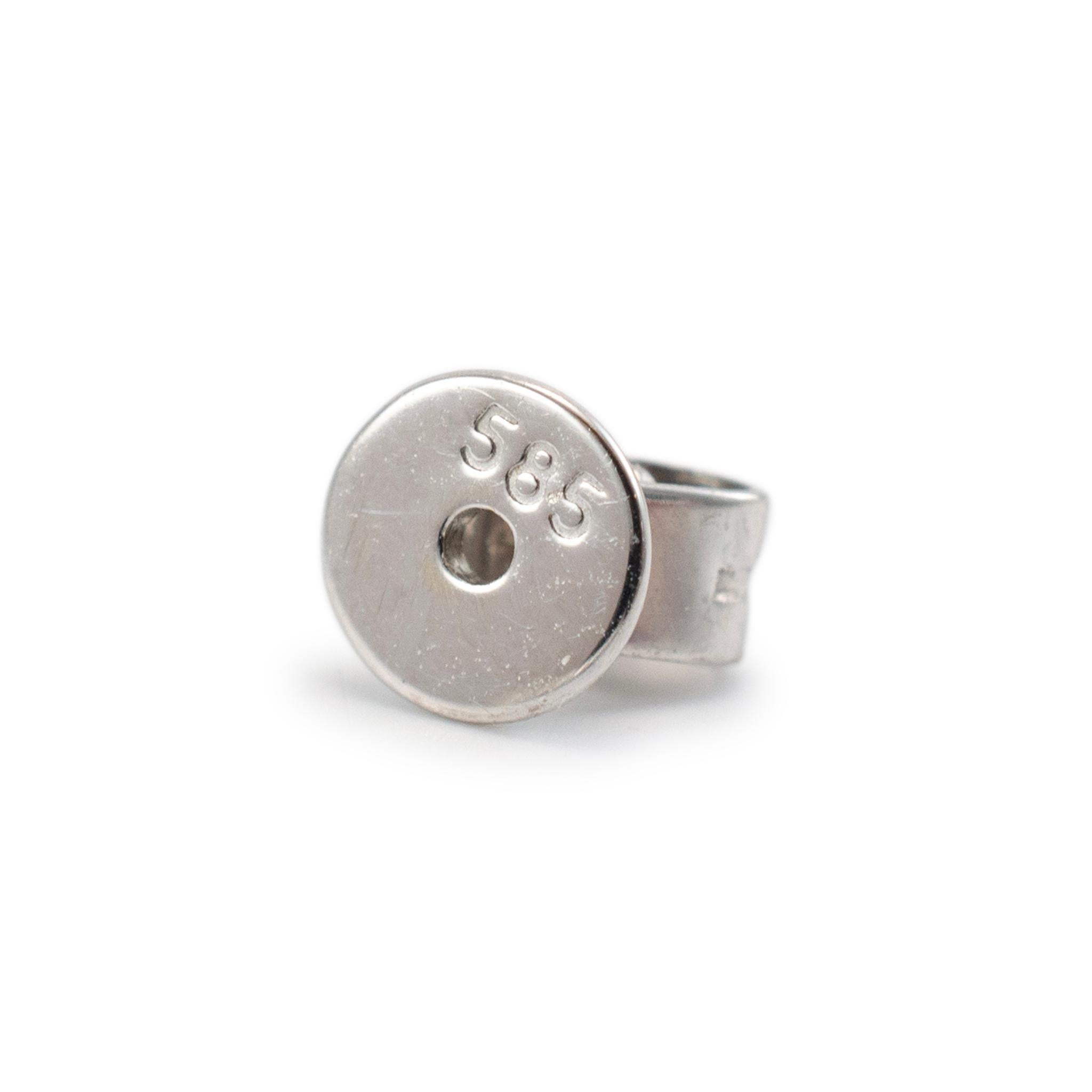 Damen 14K Weißgold Pavé-Diamant-Tropfen-Ohrringe mit gebogenem Stick 1