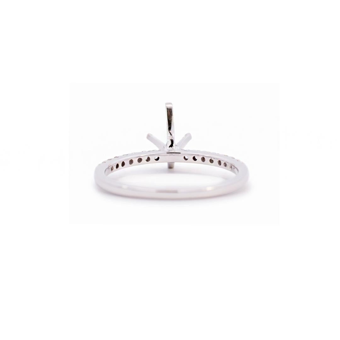 Ladies 14k White Gold Pear Shape Semi Mount Diamond Engagement Ring For Sale 1