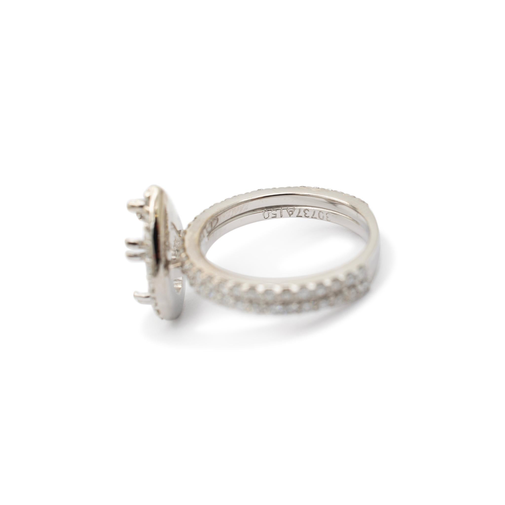 Ladies 14K White Gold Pear Shaped Halo Diamond Semi Mount Engagement Ring 2