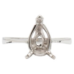 Anello di fidanzamento semi-montato a forma di pera in oro bianco 14K da donna