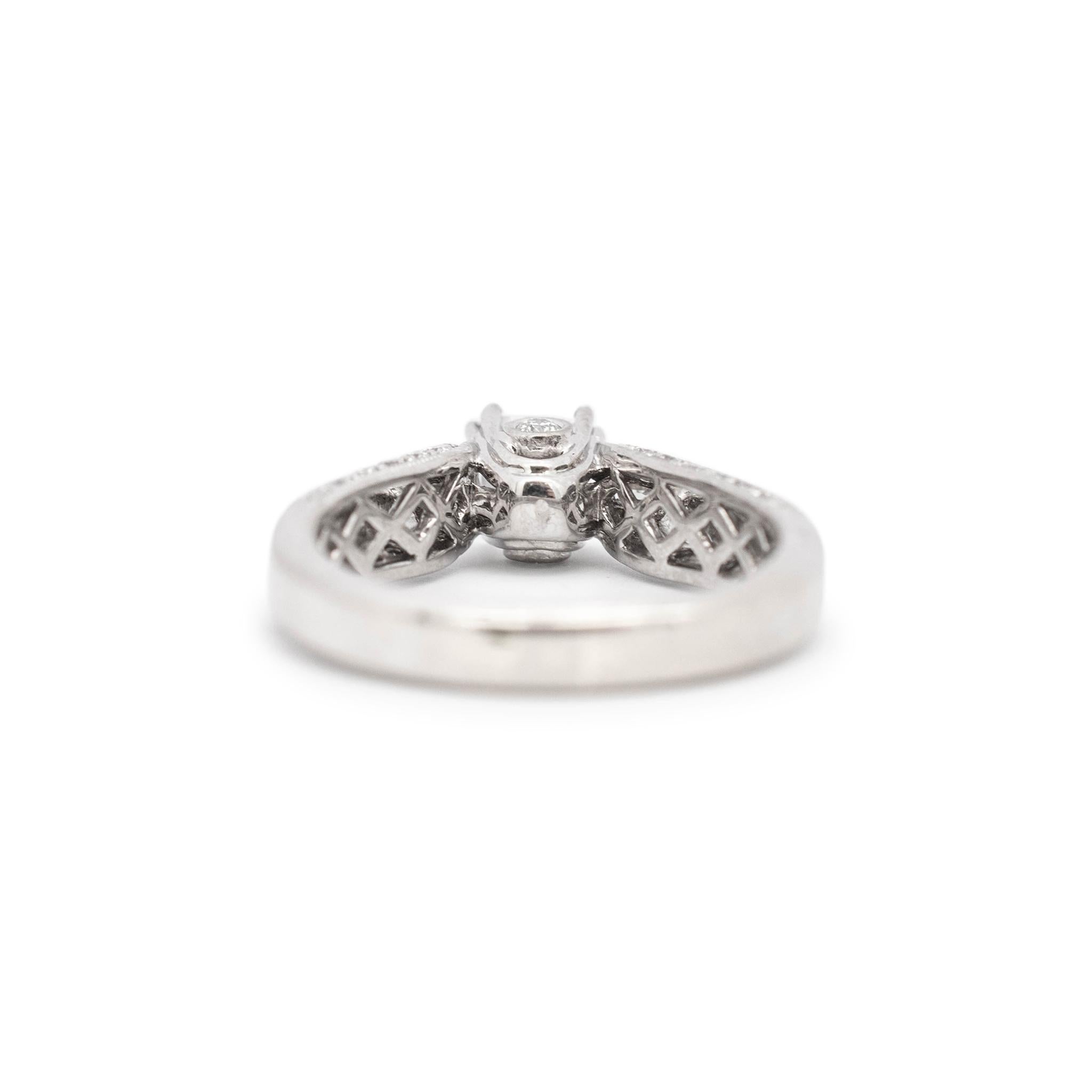 Women's Ladies 14K White Gold Princess Cut Engagement Ring For Sale