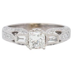 Used Ladies 14K White Gold Princess Cut Engagement Ring