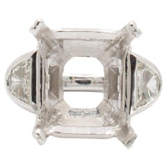 Ladies 14k White Gold Rectangular Semi Mount Engagement Ring