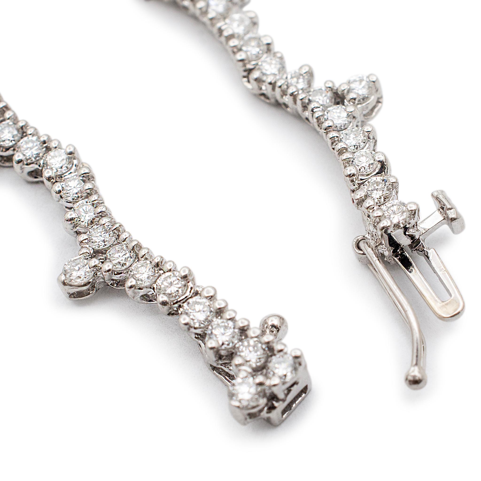 Ladies 14K White Gold Red Carpet 8.17ct.Diamond Tennis Chain Necklace In Excellent Condition In Houston, TX