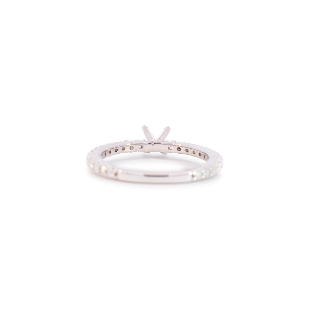 Women's Ladies 14k White Gold Semi Mount Diamond Engagement Ring