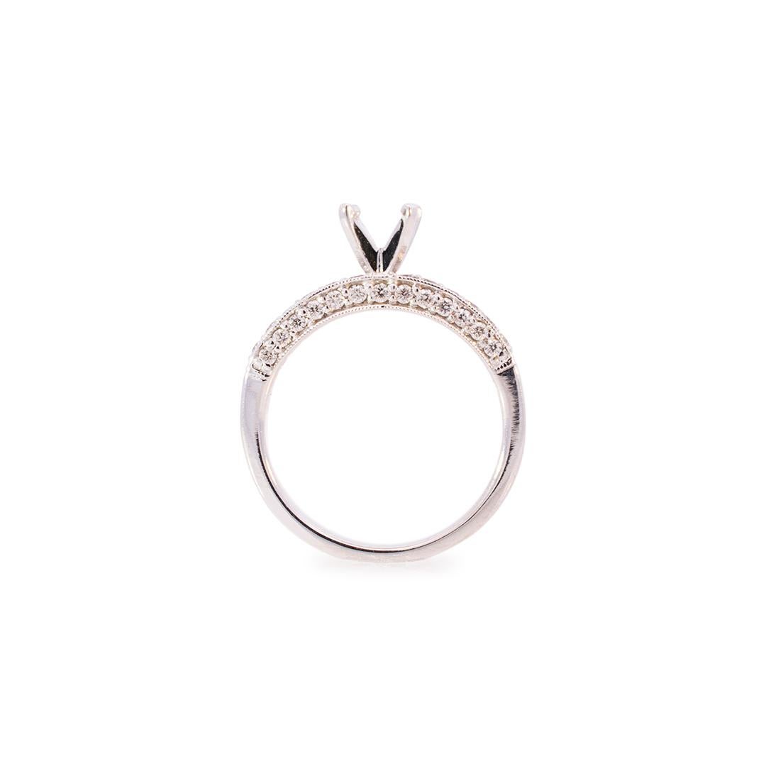 Ladies 14k White Gold Semi Mount Diamond Engagement Ring 2