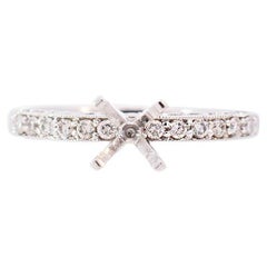 Ladies 14k White Gold Semi Mount Diamond Engagement Ring