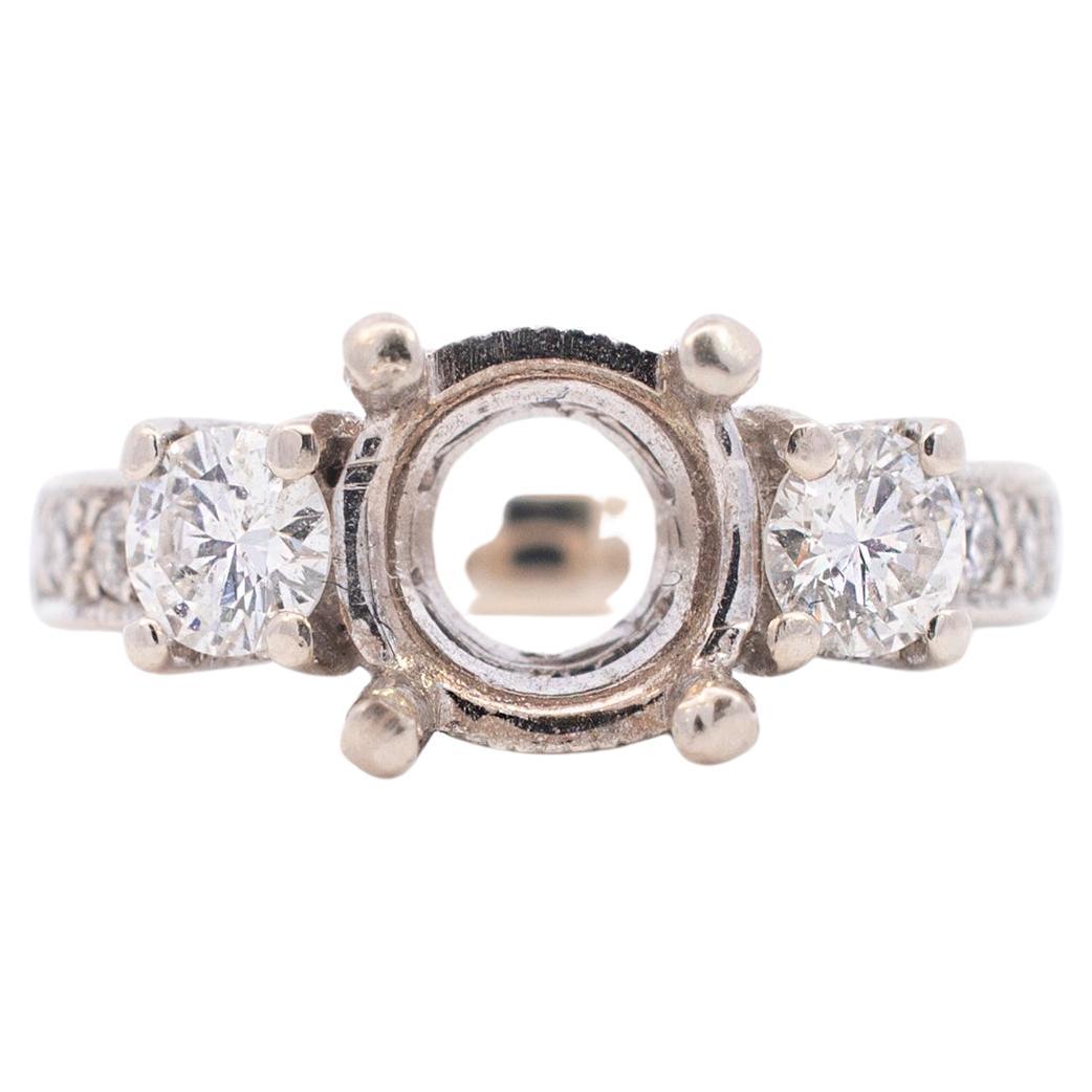 Ladies 14k White Gold Semi Mount Diamond Engagement Ring For Sale