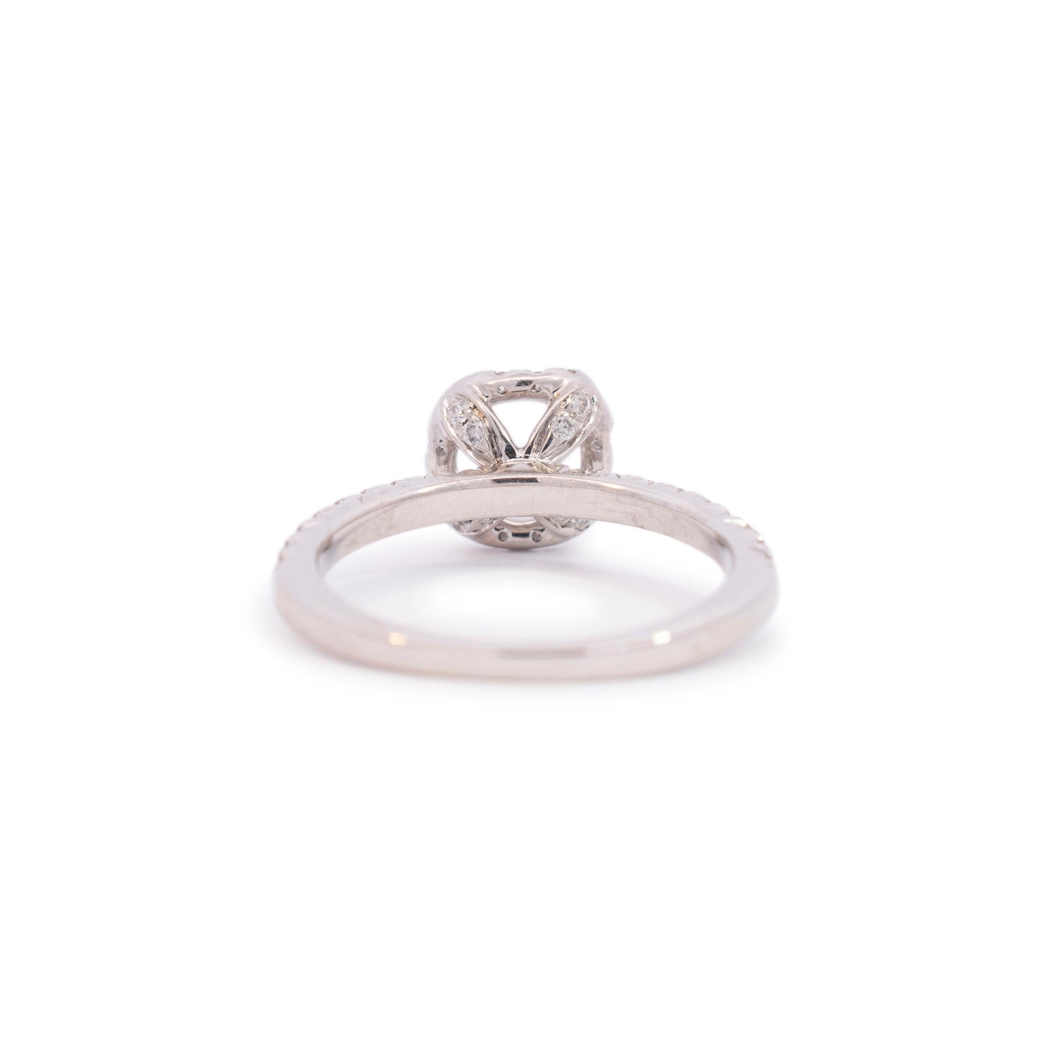 Women's Ladies 14k White Gold Semi Mount Halo Diamond Engagement Ring